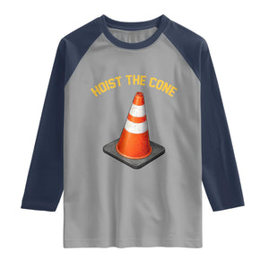 Vintage Hoist The Cone Victory Graphic Raglan Shirt Funny Baseball Fan Pride Celebration IYKYK Meme TS02 Sport Gray Navy Print Your Wear