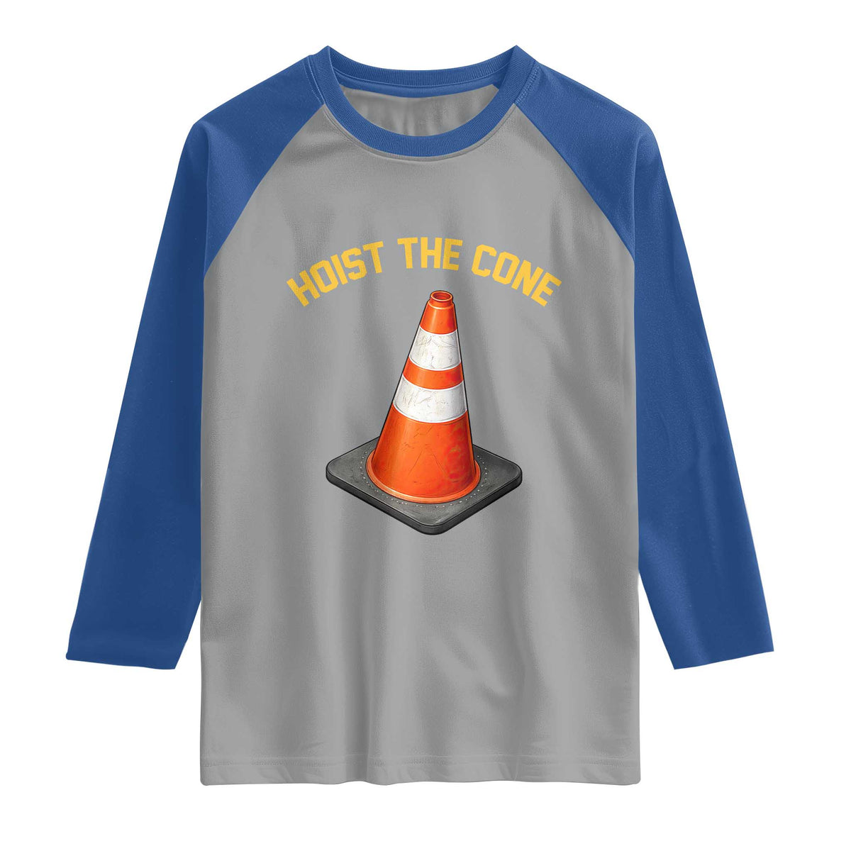 Vintage Hoist The Cone Victory Graphic Raglan Shirt Funny Baseball Fan Pride Celebration IYKYK Meme TS02 Sport Gray Royal Print Your Wear
