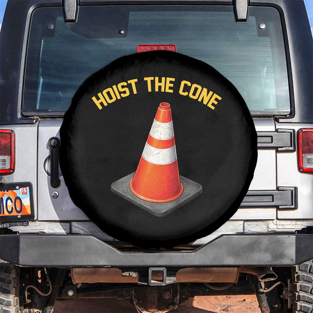 Vintage Hoist The Cone Victory Graphic Spare Tire Cover Funny Baseball Fan Pride Celebration IYKYK Meme TS02 No hole Black Print Your Wear