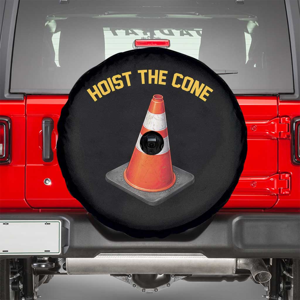 Vintage Hoist The Cone Victory Graphic Spare Tire Cover Funny Baseball Fan Pride Celebration IYKYK Meme TS02 Black Print Your Wear