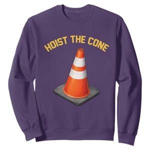 Vintage Hoist The Cone Victory Graphic Sweatshirt Funny Baseball Fan Pride Celebration IYKYK Meme TS02 Purple Print Your Wear