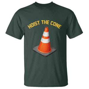Vintage Hoist The Cone Victory Graphic T Shirt Funny Baseball Fan Pride Celebration IYKYK Meme TS02 Dark Forest Green Print Your Wear