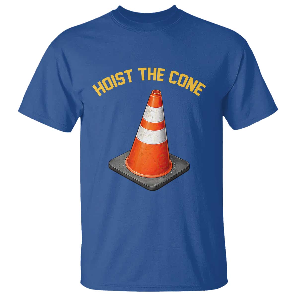 Vintage Hoist The Cone Victory Graphic T Shirt Funny Baseball Fan Pride Celebration IYKYK Meme TS02 Royal Blue Print Your Wear