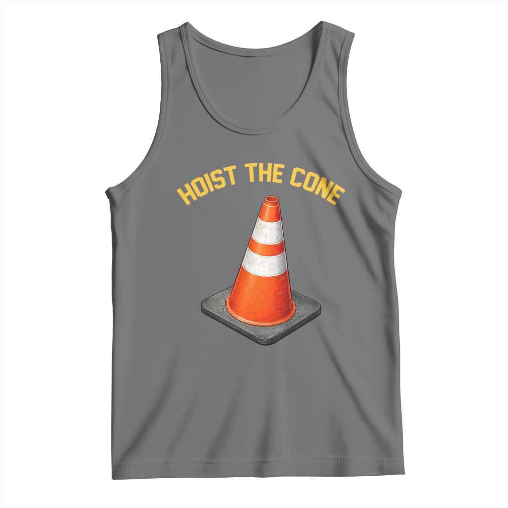 Vintage Hoist The Cone Victory Graphic Tank Top Funny Baseball Fan Pride Celebration IYKYK Meme TS02 Black Heather Print Your Wear