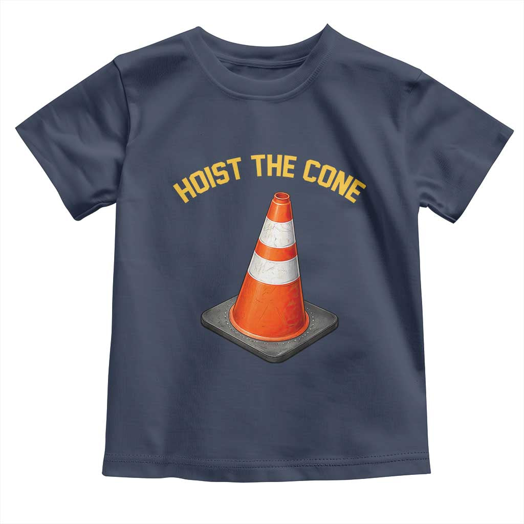 Vintage Hoist The Cone Victory Graphic Toddler T Shirt Funny Baseball Fan Pride Celebration IYKYK Meme TS02 Navy Print Your Wear