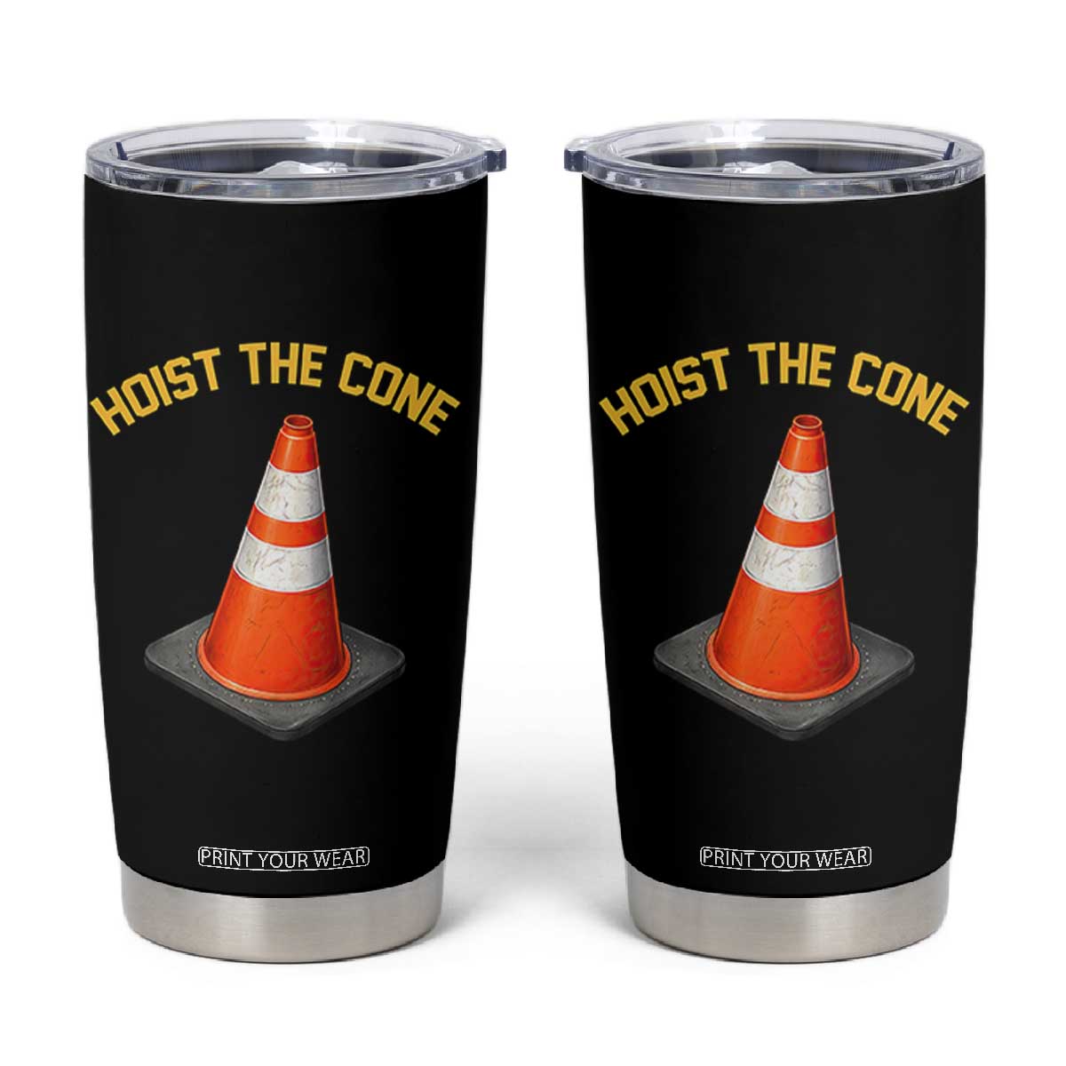 Vintage Hoist The Cone Victory Graphic Tumbler Cup Funny Baseball Fan Pride Celebration IYKYK Meme TS02 Black Print Your Wear