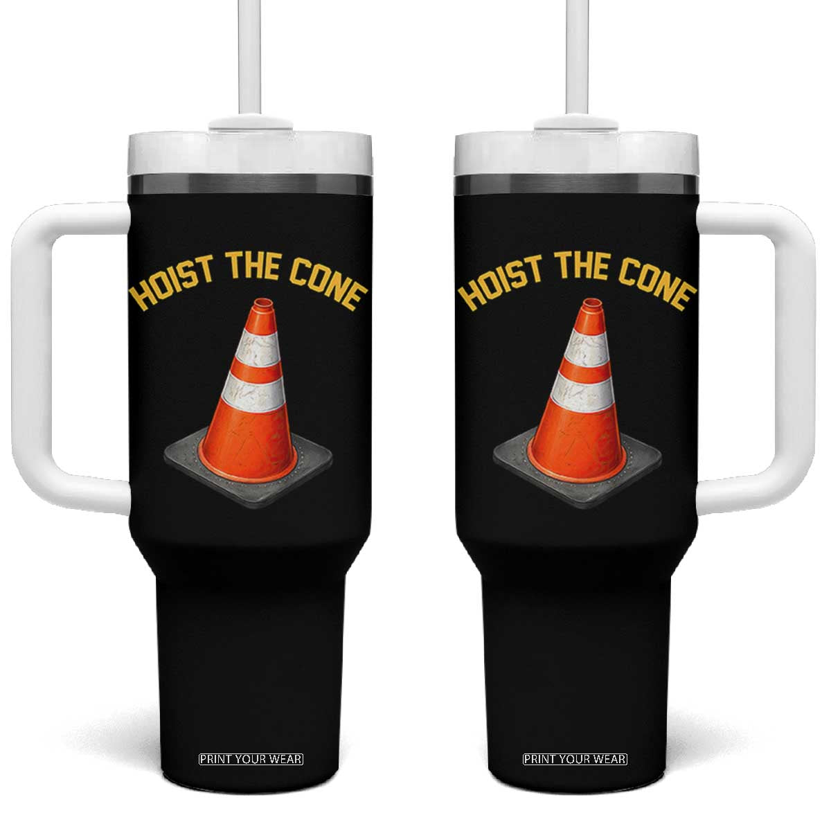 Vintage Hoist The Cone Victory Graphic Tumbler With Handle Funny Baseball Fan Pride Celebration IYKYK Meme TS02 One Size: 40 oz Black Print Your Wear