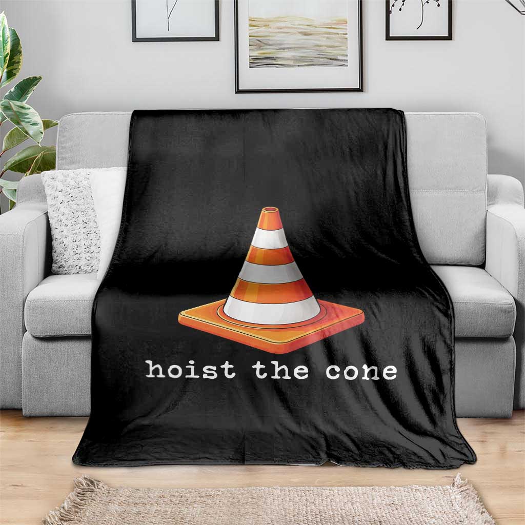 Minimalist Hoist The Cone Typography Throw Blanket Funny Baseball Fan Pride Celebration IYKYK Meme TS02 Print Your Wear