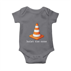 Minimalist Hoist The Cone Typography Baby Onesie Funny Baseball Fan Pride Celebration IYKYK Meme TS02 Charcoal Print Your Wear