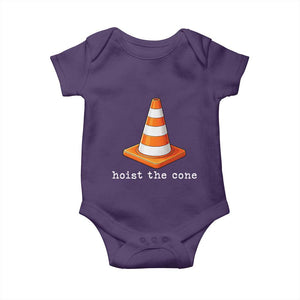Minimalist Hoist The Cone Typography Baby Onesie Funny Baseball Fan Pride Celebration IYKYK Meme TS02 Purple Print Your Wear