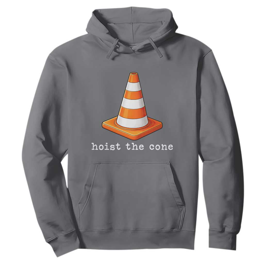 Minimalist Hoist The Cone Typography Hoodie Funny Baseball Fan Pride Celebration IYKYK Meme TS02 Charcoal Print Your Wear