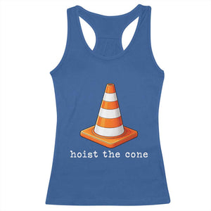 Minimalist Hoist The Cone Typography Racerback Tank Top Funny Baseball Fan Pride Celebration IYKYK Meme TS02 Royal Blue Print Your Wear