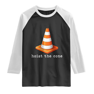 Minimalist Hoist The Cone Typography Raglan Shirt Funny Baseball Fan Pride Celebration IYKYK Meme TS02 Black White Print Your Wear