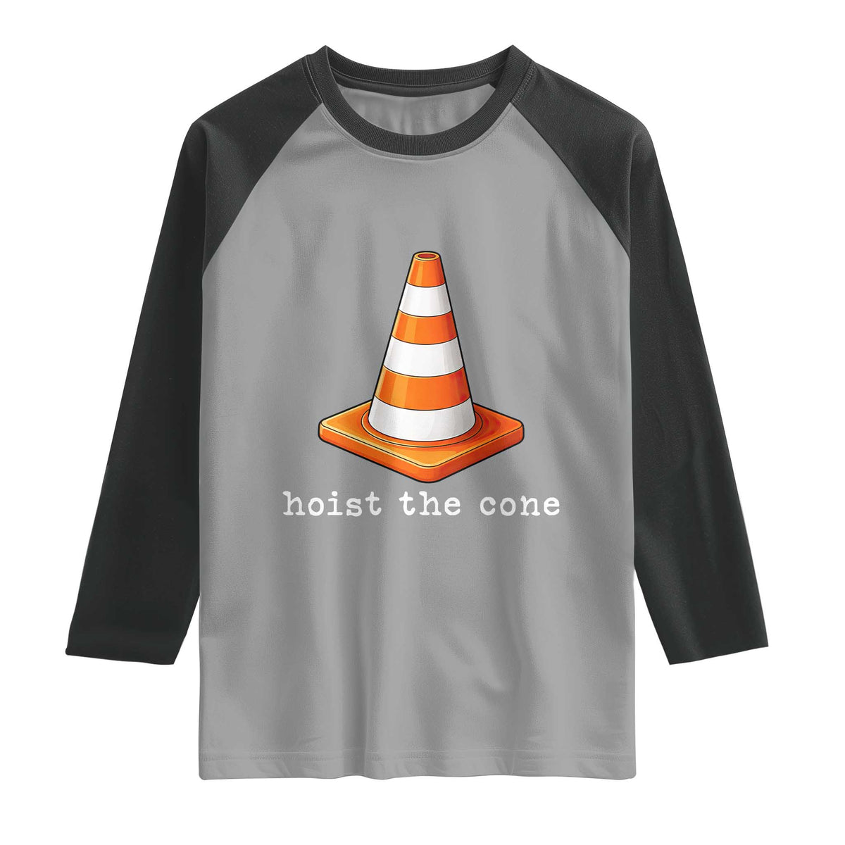 Minimalist Hoist The Cone Typography Raglan Shirt Funny Baseball Fan Pride Celebration IYKYK Meme TS02 Sport Gray Black Print Your Wear