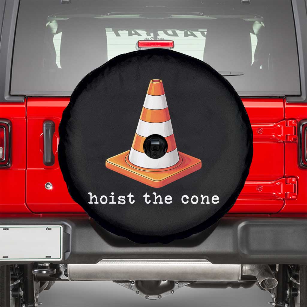 Minimalist Hoist The Cone Typography Spare Tire Cover Funny Baseball Fan Pride Celebration IYKYK Meme TS02 Black Print Your Wear
