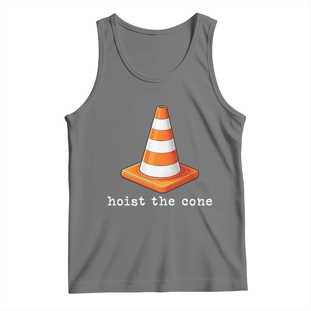 Minimalist Hoist The Cone Typography Tank Top Funny Baseball Fan Pride Celebration IYKYK Meme TS02 Black Heather Print Your Wear