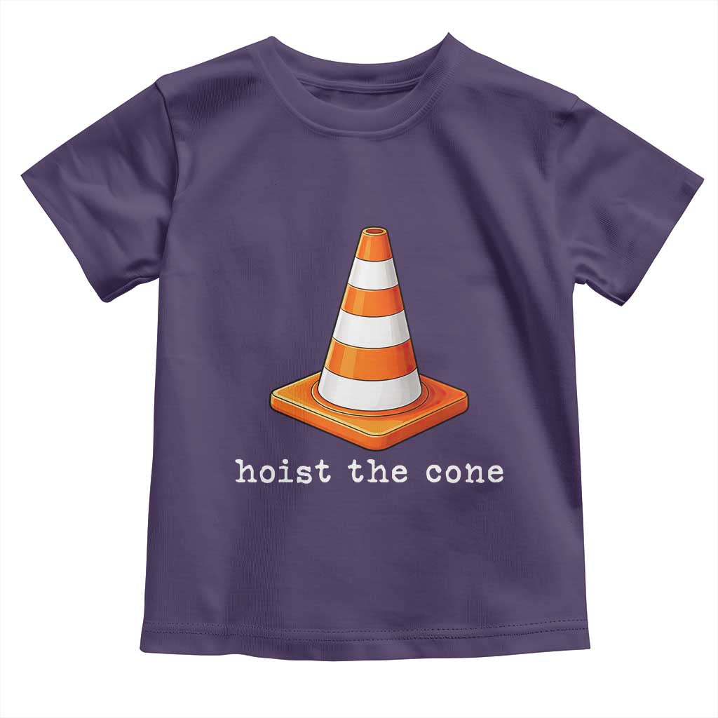 Minimalist Hoist The Cone Typography Toddler T Shirt Funny Baseball Fan Pride Celebration IYKYK Meme TS02 Purple Print Your Wear