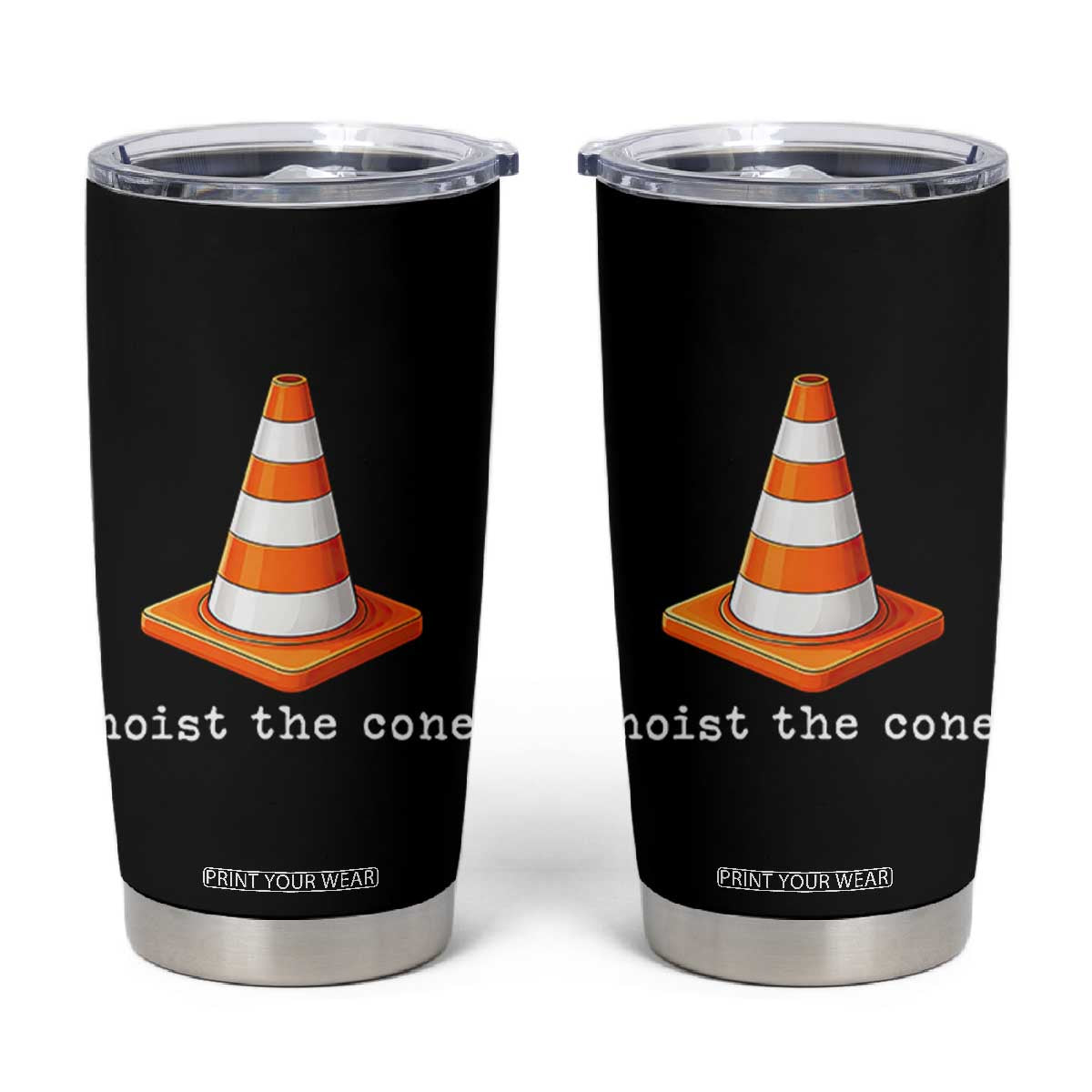 Minimalist Hoist The Cone Typography Tumbler Cup Funny Baseball Fan Pride Celebration IYKYK Meme TS02 Black Print Your Wear