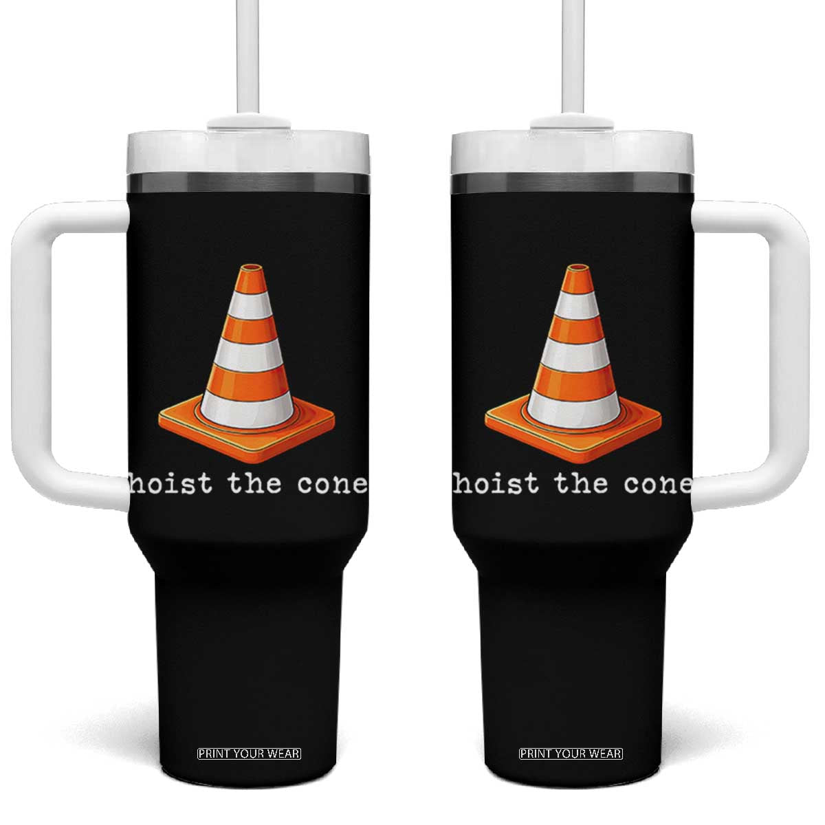 Minimalist Hoist The Cone Typography Tumbler With Handle Funny Baseball Fan Pride Celebration IYKYK Meme TS02 One Size: 40 oz Black Print Your Wear