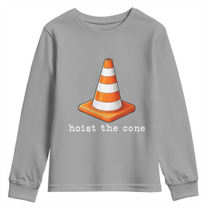 Minimalist Hoist The Cone Typography Youth Sweatshirt Funny Baseball Fan Pride Celebration IYKYK Meme TS02 Sport Gray Print Your Wear