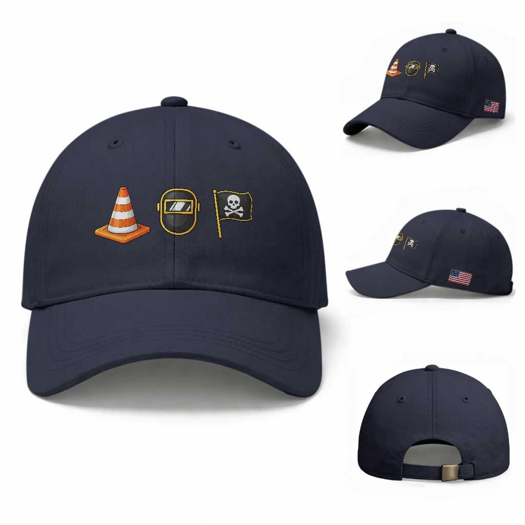 Pittsburgh Victory Icons Rebus Graphic IYKYK Meme Baseball Cap Hoist The Cone Welding Mask Jolly Roger Flag TS02 Baseball Cap Universal Fit Navy Print Your Wear