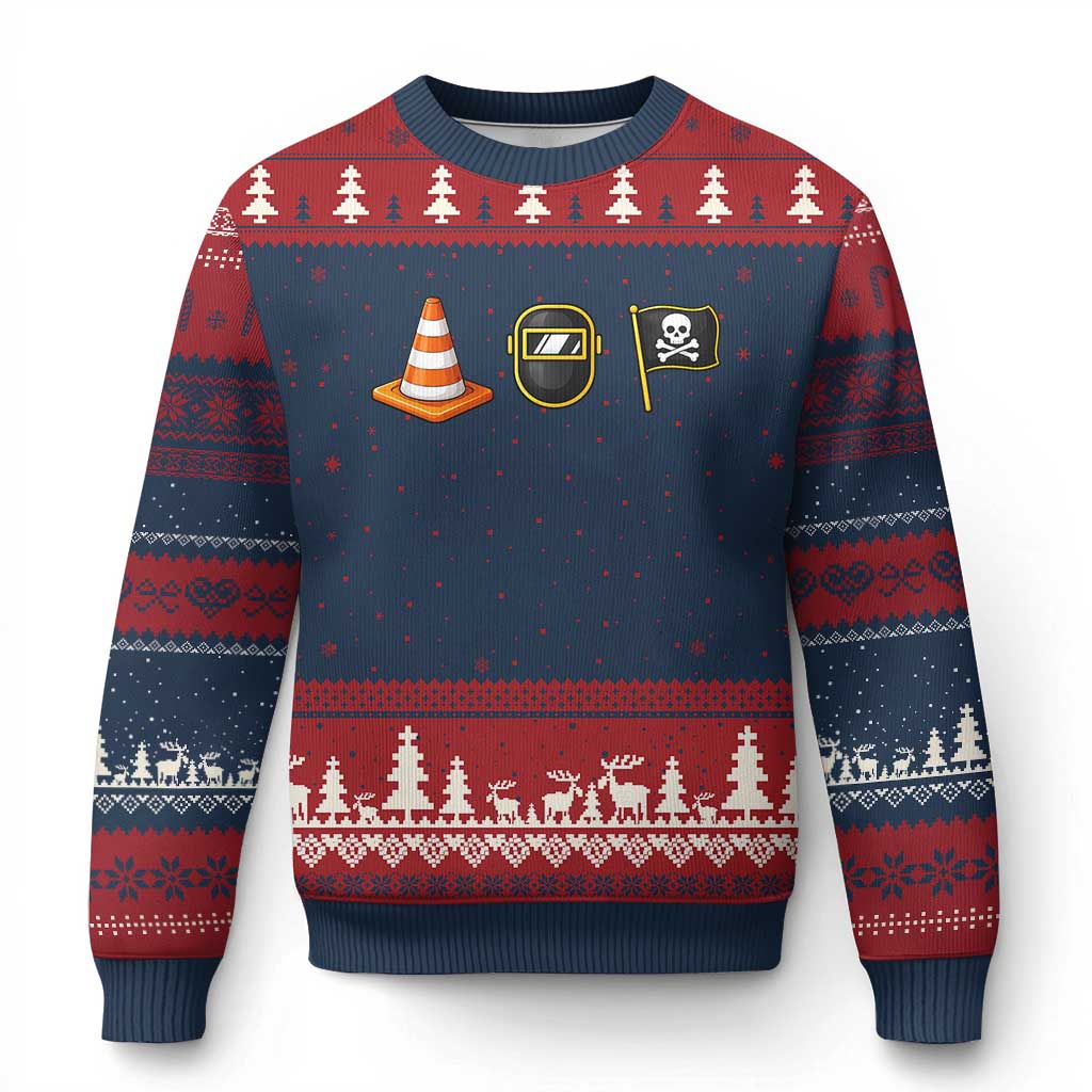 Pittsburgh Victory Icons Rebus Graphic IYKYK Meme Ugly Christmas Sweater Hoist The Cone Welding Mask Jolly Roger Flag TS02 Navy Red Print Your Wear
