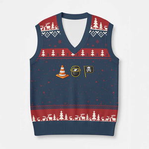 Pittsburgh Victory Icons Rebus Graphic IYKYK Meme V-Neck Knit Sweater Vest Hoist The Cone Welding Mask Jolly Roger Flag TS02 Navy Red Print Your Wear