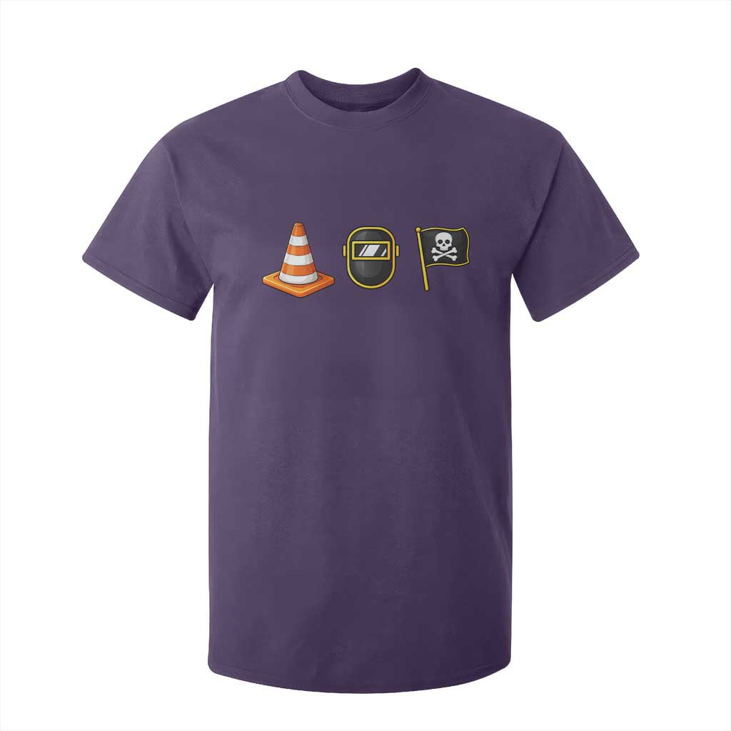 Pittsburgh Victory Icons Rebus Graphic IYKYK Meme T Shirt For Kid Hoist The Cone Welding Mask Jolly Roger Flag TS02 Purple Print Your Wear
