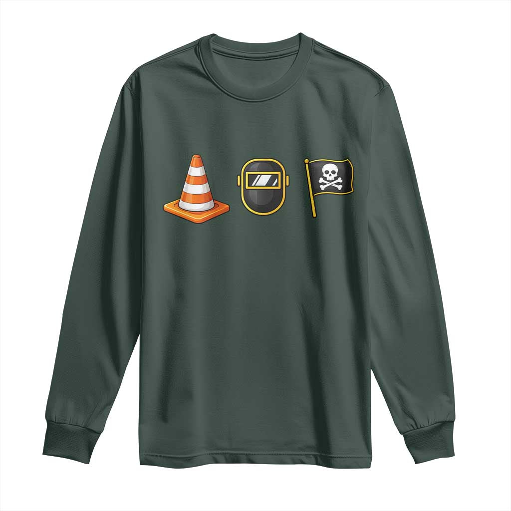 Pittsburgh Victory Icons Rebus Graphic IYKYK Meme Long Sleeve Shirt Hoist The Cone Welding Mask Jolly Roger Flag TS02 Dark Forest Green Print Your Wear