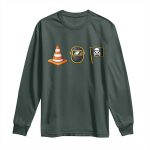 Pittsburgh Victory Icons Rebus Graphic IYKYK Meme Long Sleeve Shirt Hoist The Cone Welding Mask Jolly Roger Flag TS02 Dark Forest Green Print Your Wear