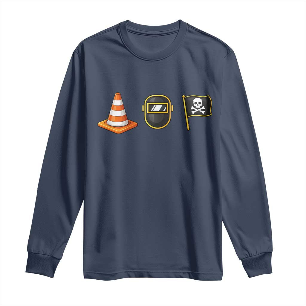 Pittsburgh Victory Icons Rebus Graphic IYKYK Meme Long Sleeve Shirt Hoist The Cone Welding Mask Jolly Roger Flag TS02 Navy Print Your Wear