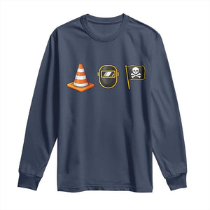 Pittsburgh Victory Icons Rebus Graphic IYKYK Meme Long Sleeve Shirt Hoist The Cone Welding Mask Jolly Roger Flag TS02 Navy Print Your Wear