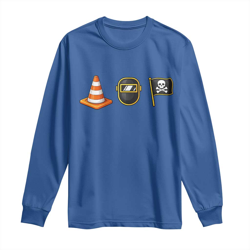 Pittsburgh Victory Icons Rebus Graphic IYKYK Meme Long Sleeve Shirt Hoist The Cone Welding Mask Jolly Roger Flag TS02 Royal Blue Print Your Wear