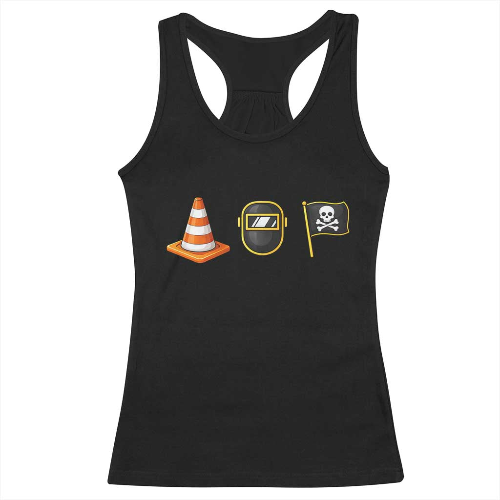 Pittsburgh Victory Icons Rebus Graphic IYKYK Meme Racerback Tank Top Hoist The Cone Welding Mask Jolly Roger Flag TS02 Black Print Your Wear