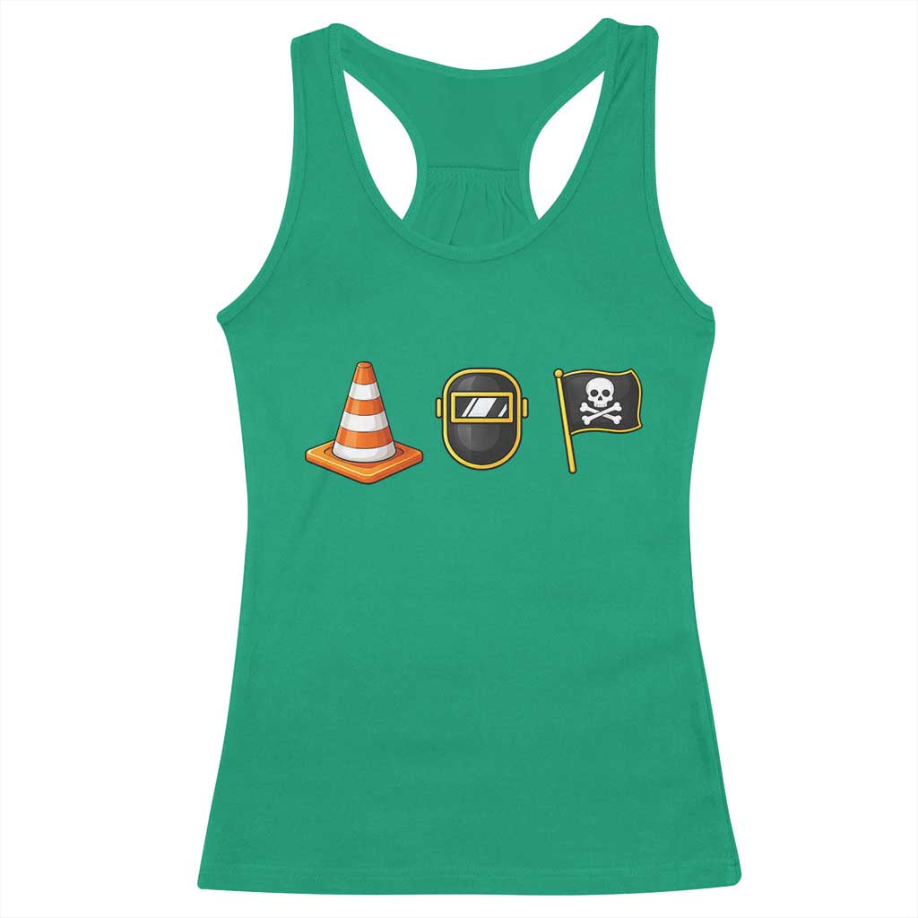 Pittsburgh Victory Icons Rebus Graphic IYKYK Meme Racerback Tank Top Hoist The Cone Welding Mask Jolly Roger Flag TS02 Irish Green Print Your Wear