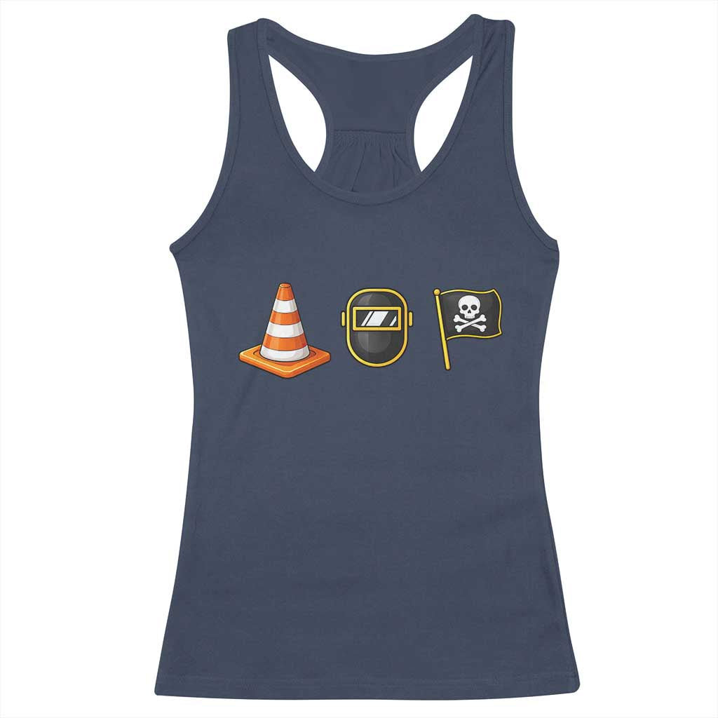 Pittsburgh Victory Icons Rebus Graphic IYKYK Meme Racerback Tank Top Hoist The Cone Welding Mask Jolly Roger Flag TS02 Navy Print Your Wear