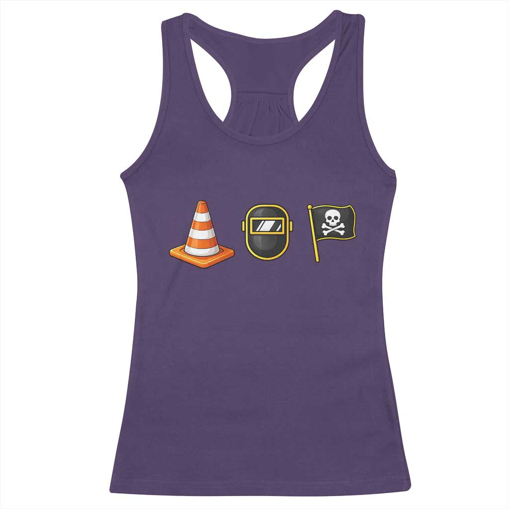 Pittsburgh Victory Icons Rebus Graphic IYKYK Meme Racerback Tank Top Hoist The Cone Welding Mask Jolly Roger Flag TS02 Purple Print Your Wear