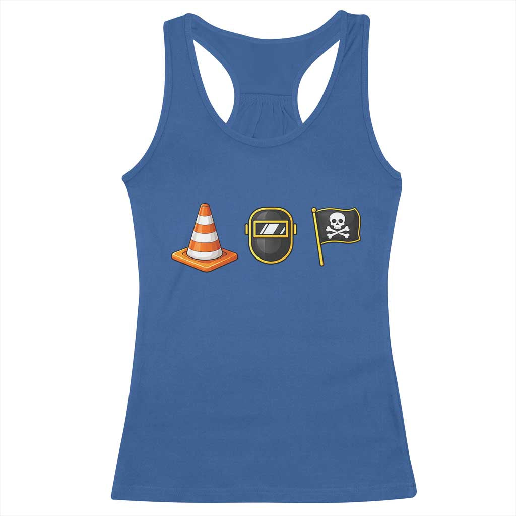 Pittsburgh Victory Icons Rebus Graphic IYKYK Meme Racerback Tank Top Hoist The Cone Welding Mask Jolly Roger Flag TS02 Royal Blue Print Your Wear