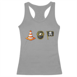 Pittsburgh Victory Icons Rebus Graphic IYKYK Meme Racerback Tank Top Hoist The Cone Welding Mask Jolly Roger Flag TS02 Sport Gray Print Your Wear