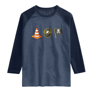 Pittsburgh Victory Icons Rebus Graphic IYKYK Meme Raglan Shirt Hoist The Cone Welding Mask Jolly Roger Flag TS02 Heather Denim Navy Print Your Wear