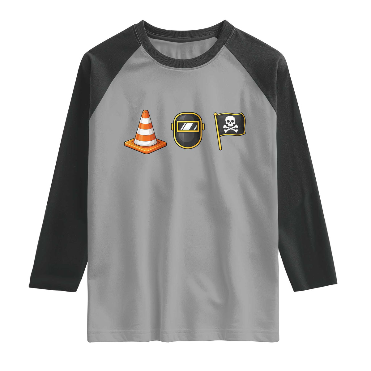 Pittsburgh Victory Icons Rebus Graphic IYKYK Meme Raglan Shirt Hoist The Cone Welding Mask Jolly Roger Flag TS02 Sport Gray Black Print Your Wear