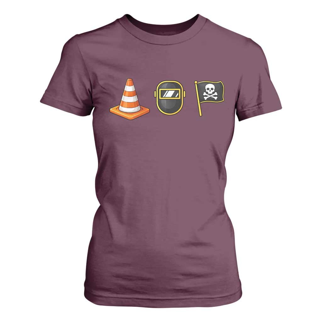 Pittsburgh Victory Icons Rebus Graphic IYKYK Meme T Shirt For Women Hoist The Cone Welding Mask Jolly Roger Flag TS02 Maroon Print Your Wear