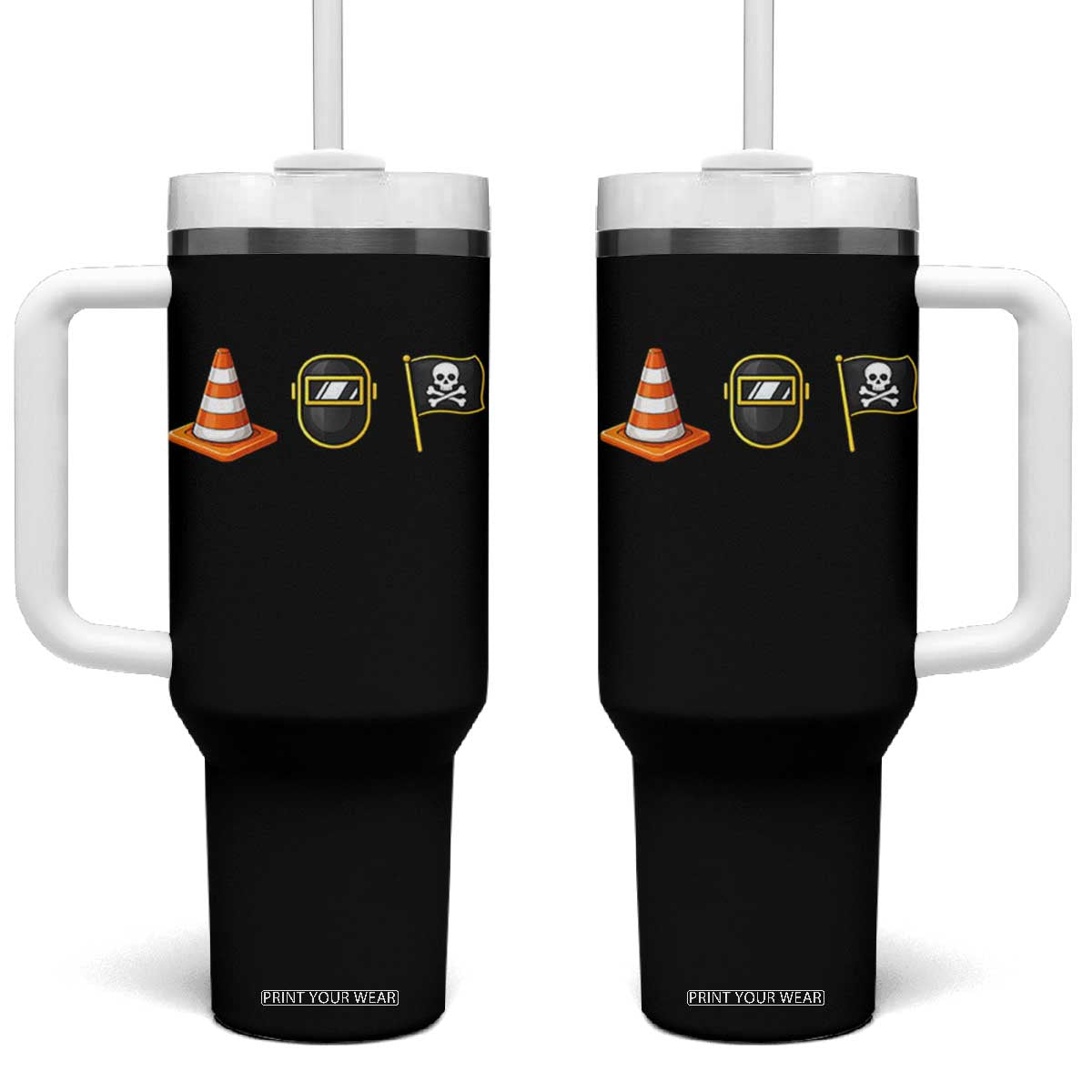 Pittsburgh Victory Icons Rebus Graphic IYKYK Meme Tumbler With Handle Hoist The Cone Welding Mask Jolly Roger Flag TS02 One Size: 40 oz Black Print Your Wear