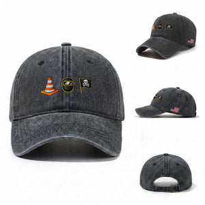 Pittsburgh Victory Icons Rebus Graphic IYKYK Meme Washed Cotton Baseball Cap - Hoist The Cone Welding Mask Jolly Roger Flag TS02 Washed Cap Universal Fit Dark Gray Print Your Wear