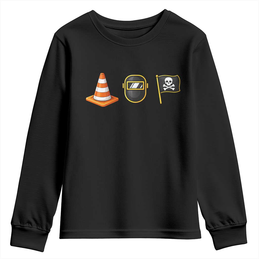 Pittsburgh Victory Icons Rebus Graphic IYKYK Meme Youth Sweatshirt Hoist The Cone Welding Mask Jolly Roger Flag TS02 Black Print Your Wear