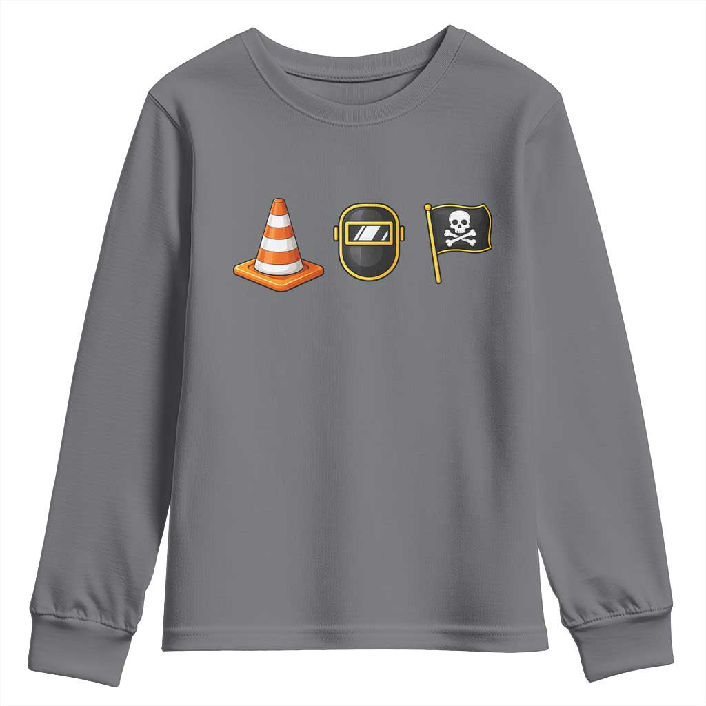 Pittsburgh Victory Icons Rebus Graphic IYKYK Meme Youth Sweatshirt Hoist The Cone Welding Mask Jolly Roger Flag TS02 Charcoal Print Your Wear
