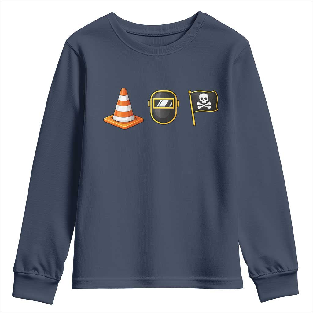 Pittsburgh Victory Icons Rebus Graphic IYKYK Meme Youth Sweatshirt Hoist The Cone Welding Mask Jolly Roger Flag TS02 Navy Print Your Wear