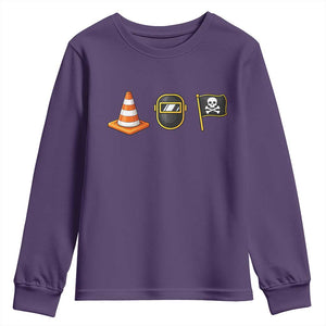 Pittsburgh Victory Icons Rebus Graphic IYKYK Meme Youth Sweatshirt Hoist The Cone Welding Mask Jolly Roger Flag TS02 Purple Print Your Wear