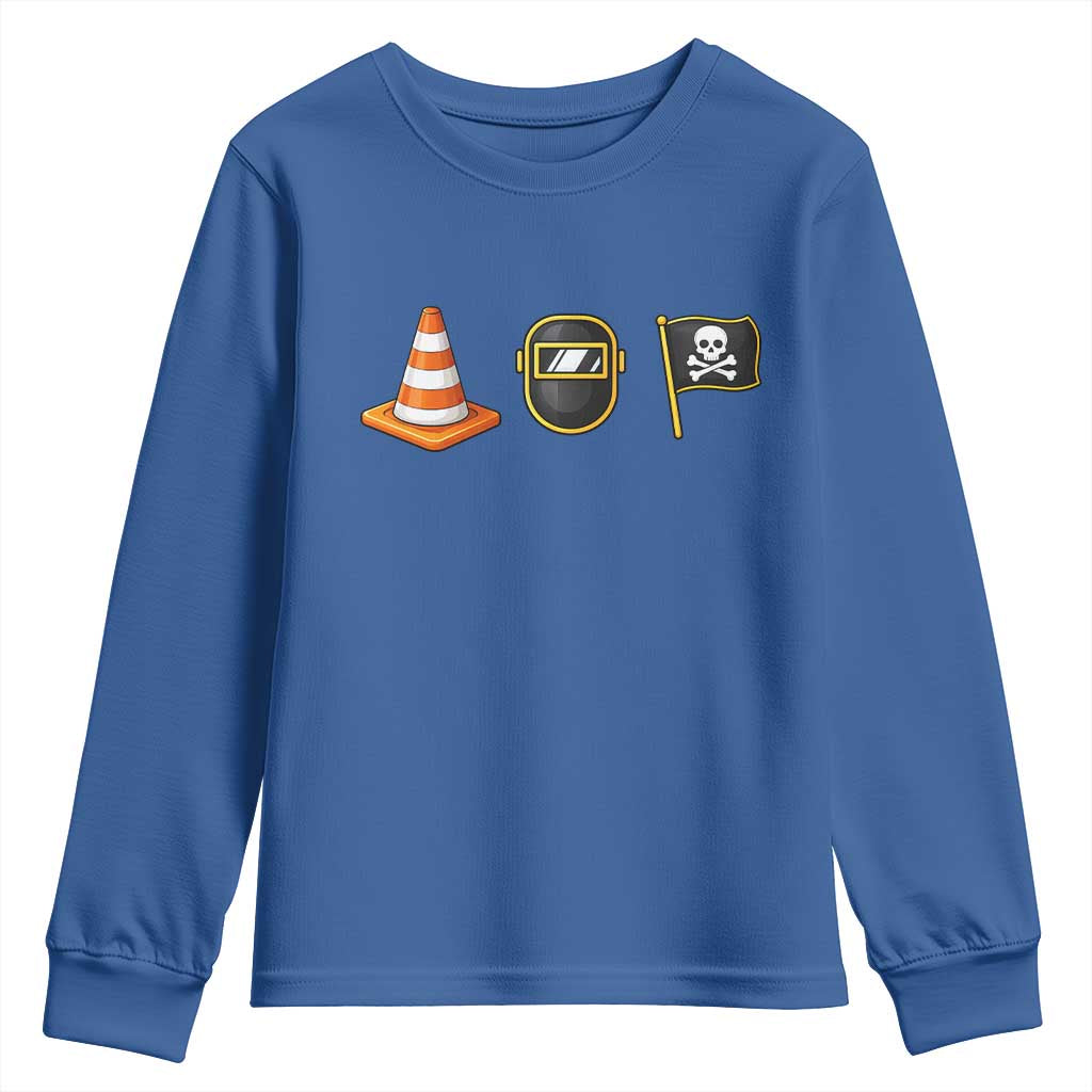 Pittsburgh Victory Icons Rebus Graphic IYKYK Meme Youth Sweatshirt Hoist The Cone Welding Mask Jolly Roger Flag TS02 Royal Blue Print Your Wear