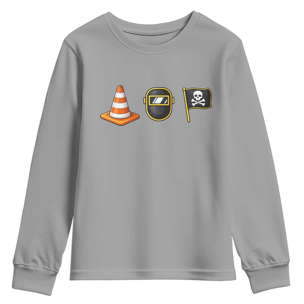 Pittsburgh Victory Icons Rebus Graphic IYKYK Meme Youth Sweatshirt Hoist The Cone Welding Mask Jolly Roger Flag TS02 Sport Gray Print Your Wear